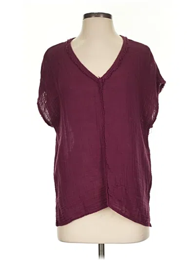 Pre-owned Michael Stars Short Sleeve Blouse In Burgundy