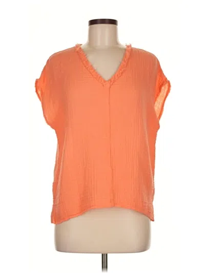 Pre-owned Michael Stars Short Sleeve Blouse In Orange