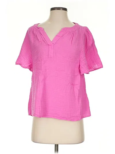 Pre-owned Michael Stars Short Sleeve Blouse In Pink