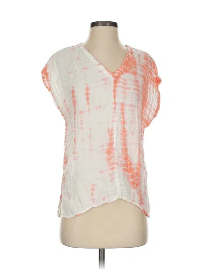 Pre-owned Michael Stars Short Sleeve Blouse In White