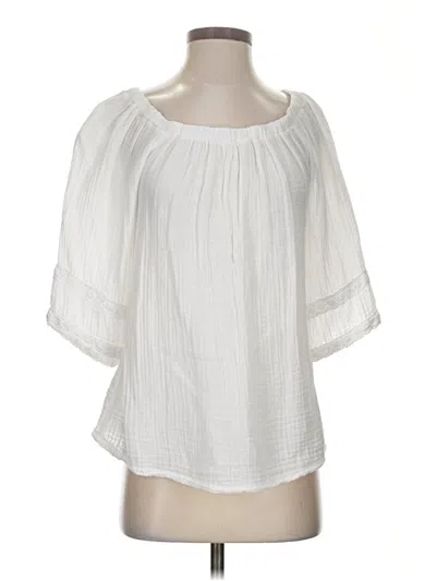 Pre-owned Michael Stars Short Sleeve Blouse In White