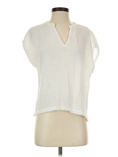 Pre-owned Michael Stars Short Sleeve Blouse In White