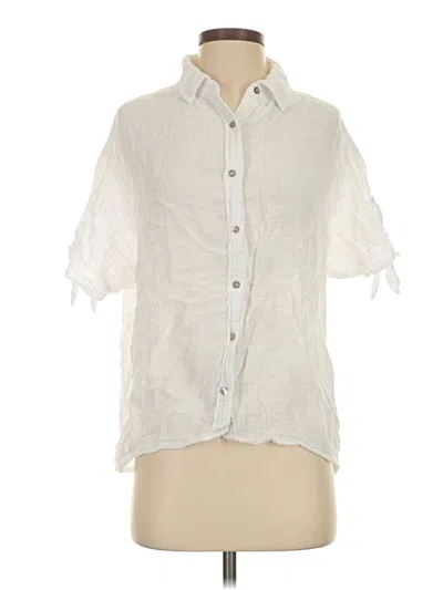 Pre-owned Michael Stars Short Sleeve Blouse In White