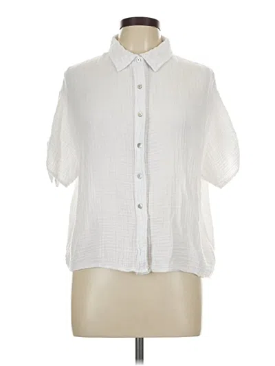 Pre-owned Michael Stars Short Sleeve Blouse In White
