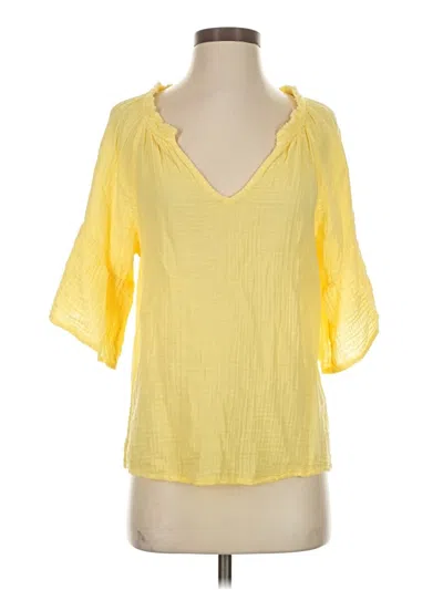 Pre-owned Michael Stars Short Sleeve Blouse In Yellow