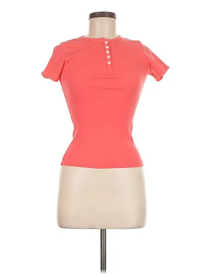 Pre-owned Michael Stars Short Sleeve Henley Shirt In Orange