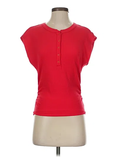 Pre-owned Michael Stars Short Sleeve Henley Shirt In Red