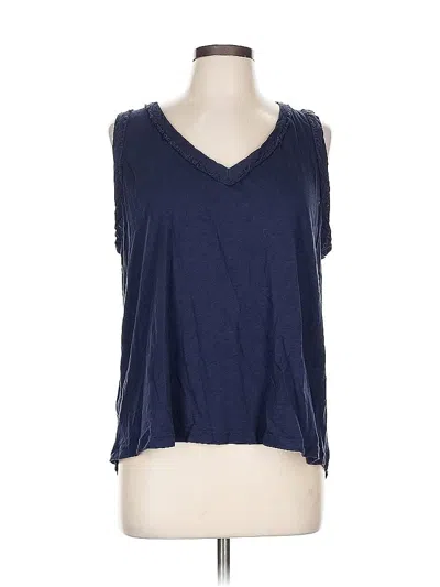 Pre-owned Michael Stars Short Sleeve Top Blue Cold Shoulder Neckline Tops