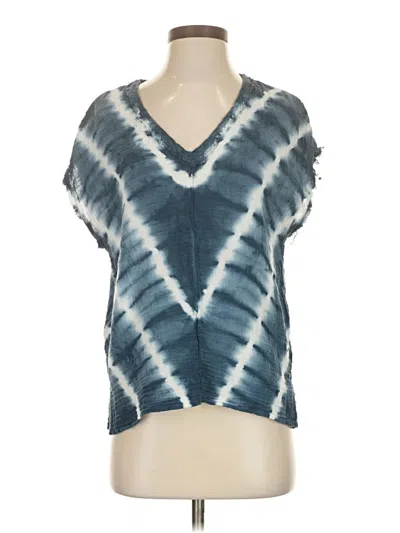 Pre-owned Michael Stars Short Sleeve Top Blue Tie-dye Pattern V Neck Tops