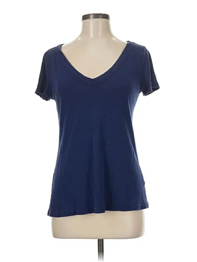 Pre-owned Michael Stars Short Sleeve Top Blue V Neck Tops