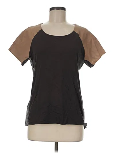 Pre-owned Michael Stars Short Sleeve Top Brown Scoop Neck Tops