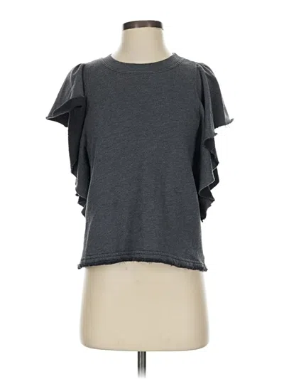 Pre-owned Michael Stars Short Sleeve Top Gray Ruffles Neckline Tops
