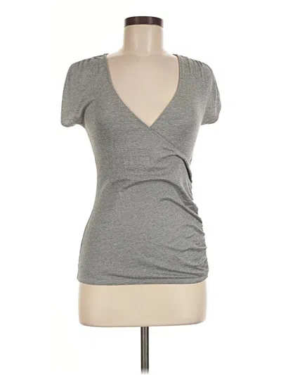 Pre-owned Michael Stars Short Sleeve Top Gray Sweetheart Neckline Tops