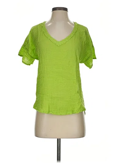 Pre-owned Michael Stars Short Sleeve Top Green Scoop Neck Tops