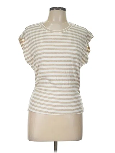 Pre-owned Michael Stars Short Sleeve Top Ivory Boatneck Tops