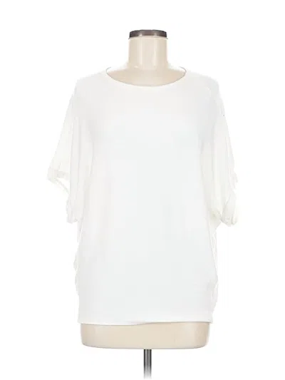 Pre-owned Michael Stars Short Sleeve Top Ivory Boatneck Tops In White
