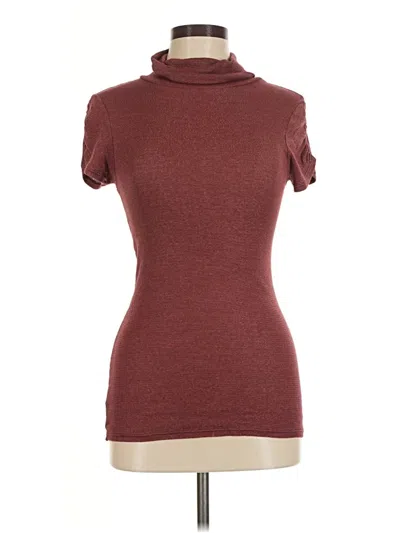 Pre-owned Michael Stars Short Sleeve Turtleneck In Burgundy
