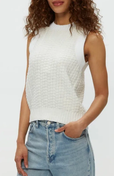 Michael Stars Sia Tipped Sleeveless Sweater In White