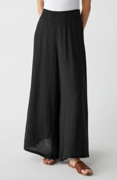 Michael Stars Simba Smocked Waist Wide Leg Pants In Black