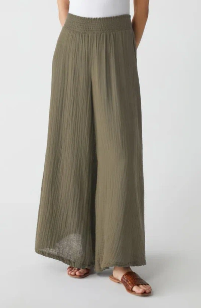 Michael Stars Simba Smocked Waist Wide Leg Pants In Olive