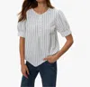 Michael Stars Simone Puff Sleeve Top In Navy Stripe In Multi