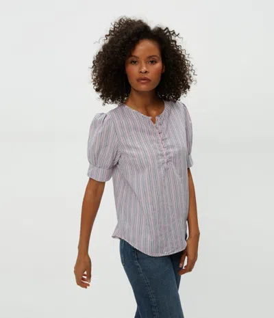 Michael Stars Simone Puff Sleeve Top In Sachet Stripe
