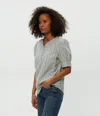 Michael Stars Simone Puff Sleeve Top In Seacrest Stripe