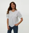 Michael Stars Simone Puff Sleeve Top In White