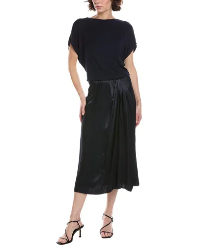 Michael Stars Siobhan Twist Front 2-in-1 Midi Dress In Black