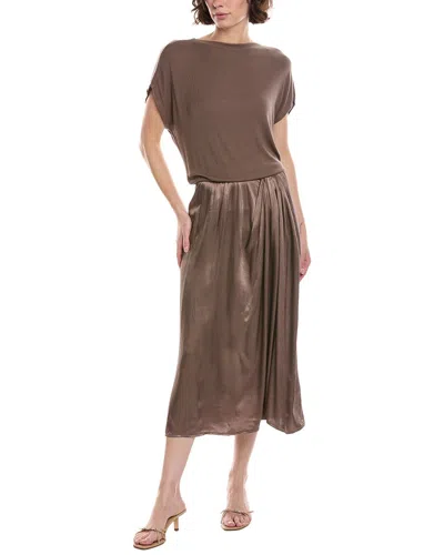 Michael Stars Siobhan Twist Front 2-in-1 Midi Dress In Brown