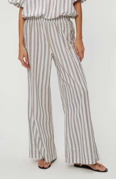 Michael Stars Sita Embroidered Stripe Cotton Wide Leg Pants