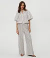 Michael Stars Sita Embroidered Stripe Cotton Wide Leg Pants In Neutral