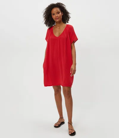 Michael Stars Sky Gauze Dress In Red