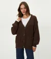 Michael Stars Skye Grandpa Cardigan In Brown
