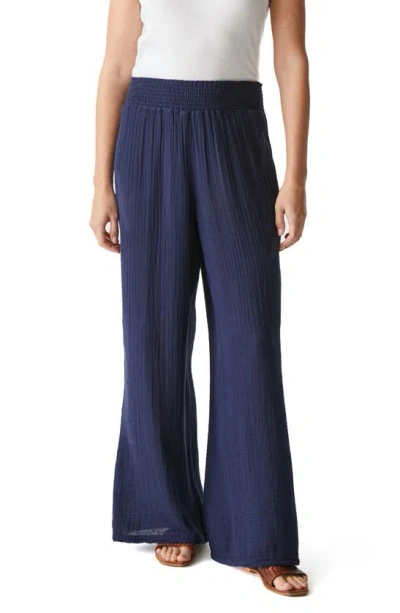 Michael Stars Smocked Wide Leg Trousers In Nocturnal