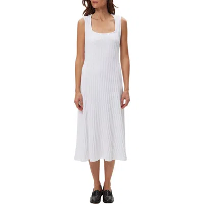 Michael Stars Sofia Wide Rib Sleeveless Cotton Blend Knit Midi Dress In White