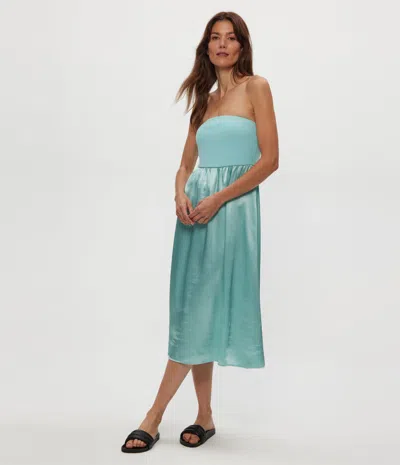 Michael Stars Solange Satin Midi Dress In Green