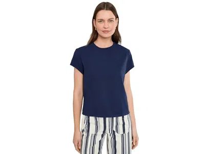 Michael Stars Solene Boxy High Crew Tee Women's Clothing Nocturnal: Xs (us 0-2) In Blue