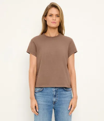 Michael Stars Solene Boxy Crewneck T-shirt In Brown