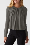Michael Stars Sona Gathered Bubble Knit Top In Charcoal