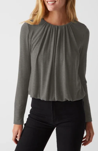 Michael Stars Sona Gathered Bubble Knit Top In Charcoal