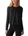 Michael Stars Sona Long Sleeve Bubble Top In Black