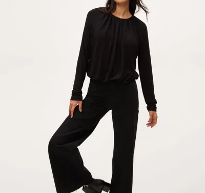 Michael Stars Sona Long Sleeve Bubble Top In Black
