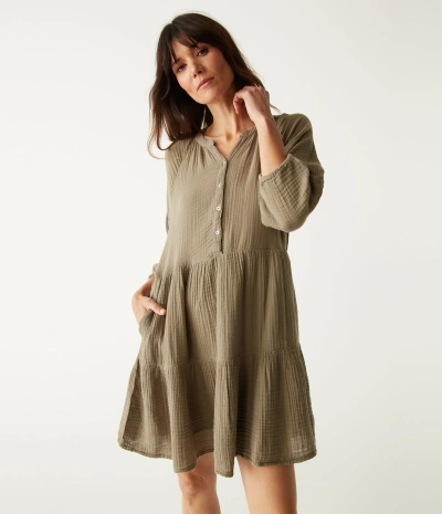 Michael Stars Sonia Tiered Gauze Dress In Olive