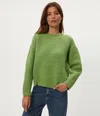 Michael Stars Sophia Honeycomb Stitch Sweater In Green