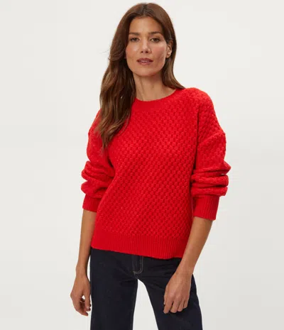 Michael Stars Sophia Honeycomb Sweater In Poppy In Red
