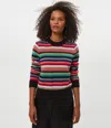 Michael Stars Sophie Striped Crewneck Cashmere Sweater In Multi