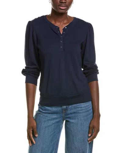 Michael Stars Sophy Puff Sleeve Henley T-shirt In Blue