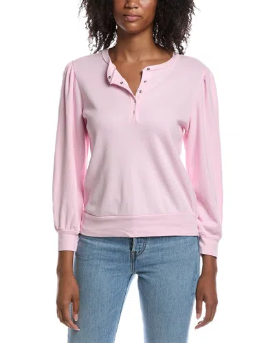 Michael Stars Sophy Puff Sleeve Henley T-shirt In Pink