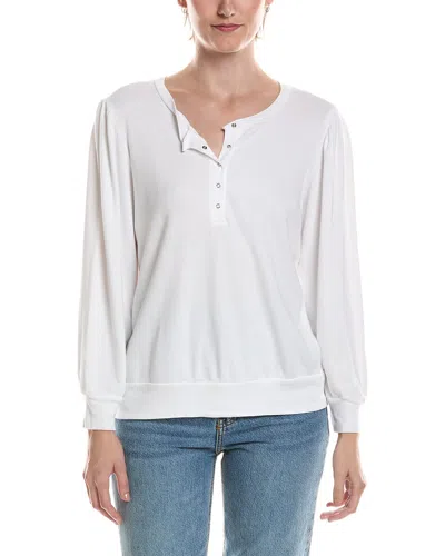 Michael Stars Sophy Puff Sleeve Henley T-shirt In White